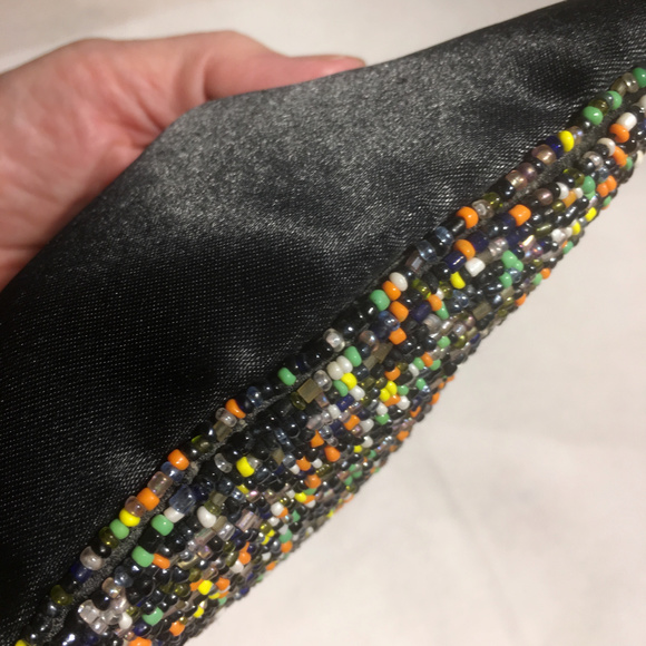 Multi-color Beaded Zippered Pouch, Satin-lined - Picture 5 of 6